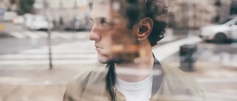 man looking to left