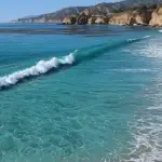 malibu surf spot with coastal resorts palms