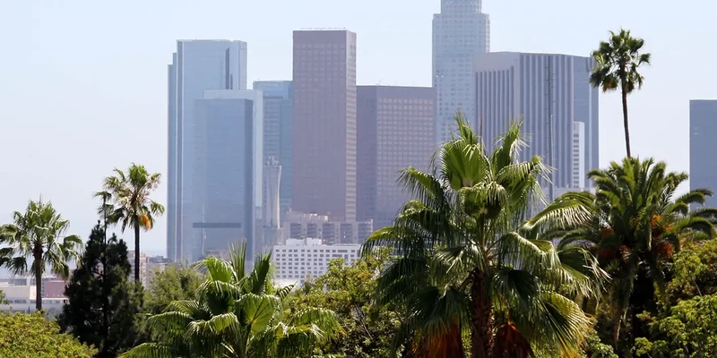skyline beautiful downtown angeles california